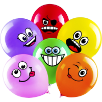 新款笑脸表情气球儿童玩具卡通加厚12寸乳胶气球生日派对背景装饰 笑脸 20个气球无赠品