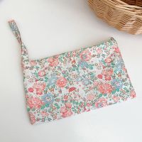 ins女生化妆包提花布收纳包千鸟格杂物包豹纹手拿包大容量包包 手拎长款 粉兔