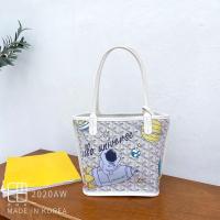 韩EMO包包女2020新款时尚涂鸦女包女学生大容量百搭diy手提托特包 小号白色商标吊卡齐全