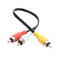 RCA一分二莲花音视频线一公转两公三头AV双莲花头转换连接线 0.3米