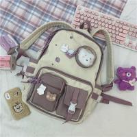 星球小熊书包女 韩国ins古着感少女双肩包日系原宿学生百搭背包萌 星球白拼紫(无挂件无徽章) 收藏店铺 送礼物 优先发货