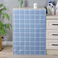 pvc柜帘橱柜遮挡帘橱柜门帘防水防油厨房粘贴自粘式免打孔鞋柜帘 蓝色格子 宽40高68