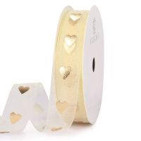 彩带生日礼物礼盒包装绳带绸带蝴蝶结雪纱带手腕装饰diy材料丝带 烫金爱心(促销)