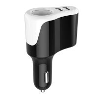车载一拖二点烟器双USB车载充电器一分二手机充电器 汽车用品通用 黑色基本版 标配无赠品