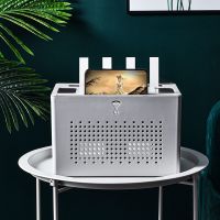 路由器收纳盒插线板电源线数据线排插座集线盒机顶盒wifi收纳神器 灰色*双层透气[路由器+排插收纳]