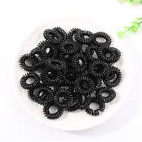 40根装黑色电话线发圈电线圈女加粗头绳弹力扎头发成人发绳橡皮筋 细小款(2.3cm)-黑色#40根