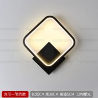 壁灯卧室床头灯简约现代客餐厅背景走廊过道创意个性鹿头轻奢灯具 黑框方形简约款 单色暖光