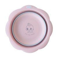 加厚家用卡通萌萌猪新生儿折叠盆婴儿折叠脸盆儿童洗脸盆便携式 [单盆装]颜色随机