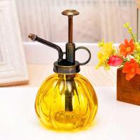 新款彩色南瓜复古园艺浇花器复古玻璃喷壶洒水花壶瓶壶浇水壶浇花 黄色7725