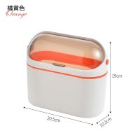 北欧风桌面垃圾桶厨房橱柜门悬挂式家用小号桌上翻盖带盖壁挂有盖 橘色(送1卷垃圾袋)