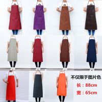 [掉皮退款]防水防油皮革围裙饭店厨房简约挂脖男女加厚PU围腰 随机色小号皮革围裙88cm