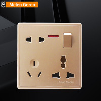 梅兰日兰86型暗装家用二三三插座1一开八孔8孔多孔带开关插座面板