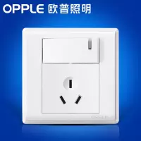 欧普10A安三孔带开关86型插座面板P06白色电源插座一开单三孔G