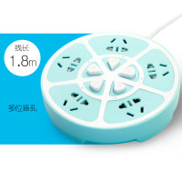 多功能插座可爬墙插板带线插座家用电源插座面板多孔带开关usb插排圆盘迷你插盘插座学生宿舍单控接线板创意 JZB-圆盘 独