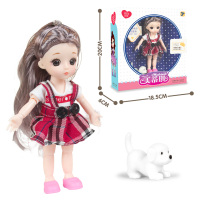儿童电动旋转益智灯光音乐遥控玩具明星15-20cm棉花娃娃用平衡车 红格子裙娃娃+宠物 优质 正品