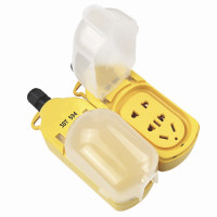 电动摩托车电瓶车充电延长线防雨插座保护盖罩插排防水户外拖线板 卡其色