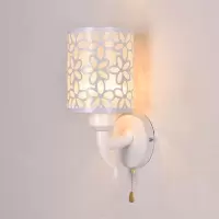 壁灯带拉线开关LED 现代简约床头灯卧室创意客厅楼梯过道灯灯具 乳白色 512+拉线开关