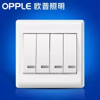 欧普照明 四开单控开关插座面板 86型P06白色4开单联墙壁开关G