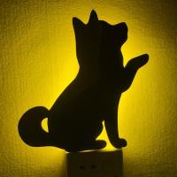 日式创意黑猫剪影灯皮卡丘小夜灯猫猫声控灯走廊灯喂奶灯春节礼物 乖狗狗电池款,无铃铛