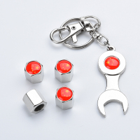 汽车轮胎气嘴盖个性气门嘴头帽防放气通用型合金气门芯气嘴帽改装 标4个装(带钥匙扣扳手)