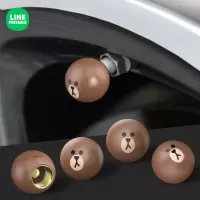 LINE FRIENDS布朗熊汽车轮胎气嘴帽气门嘴通用胎压监测气门芯帽 BROWN【球型-4个装】