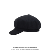 韩版新款贝雷帽子女显脸小文艺复古报童帽画家帽百搭八角帽四季款 羊毛呢 黑色 可调节