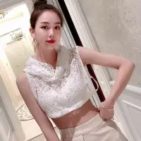 凯茜纳新款韩版装饰蕾丝连帽假领男女同款棉装饰假衣领百搭假帽子 花白色