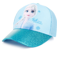 迪士尼儿童帽子女童夏季薄款女孩遮阳棒球帽透气鸭舌防晒太阳帽夏 蓝色冰雪-FM12107(网眼) 52cm[建议年龄3-5