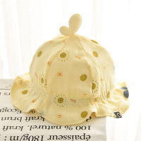 宝宝帽子春秋款男童渔夫帽1岁韩版潮女童洋气婴幼儿可爱超萌春季2 黄色(太阳叶芽弹力盆帽) 6-24个月(45-48CM)