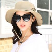 帽子遮阳帽男户外夏天防晒遮脸渔夫草帽钓鱼太阳帽男凉帽登山帽子 纯色 米色 M(56-60cm)