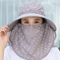 啄木鸟帽子女夏季防晒帽遮脸太阳帽大沿户外凉帽采茶帽骑车遮阳帽 款式一 均码(面罩 +防风绳)