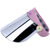 遮阳帽女防晒防紫外线太阳帽男女防风遮脸面罩夏天骑车电动车帽子 银镜片—紫WOLFM 弹性发箍(送防风绳)