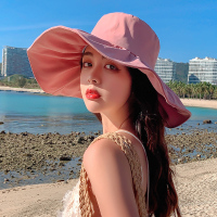 渔夫帽女夏季百搭防晒遮阳帽大帽檐遮脸早春大沿防紫外线太阳帽子 粉色(防风绳颜色随机) 均码(56-58cm)送防风绳
