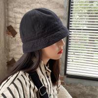 Greenhouses日系短檐工装风渔夫帽子女可甜可盐显脸小盆帽遮阳帽 黑色 M(56-58cm)