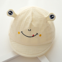 0一3新生婴儿儿帽子鸭舌帽初生夏季薄款胎帽春秋季夏天外出遮阳帽 青蛙款-黄色 0-4个月(32-42CM) 均码(有松紧