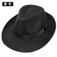 帽子男夏季大檐礼帽复古绅士上海滩帽子新郞结婚帽表演黑色爵士帽 992夏款，麻礼帽，黑色 标准头围，57-58cm左右（一