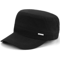 帽子男春夏天平顶爸爸帽休闲薄款中老年人遮阳鸭舌帽爷爷春秋单帽 黑色 JM2105平顶 可调节