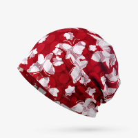 化疗帽子女薄款时尚光头春秋病人帽棉透气妈妈睡帽化疗后女士帽 酒红色 可调节