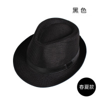 韩版夏天男士帽子潮秋冬舞台爵士帽遮阳女复古英伦礼帽休闲绅士帽 黑色 均码(56-58cm)