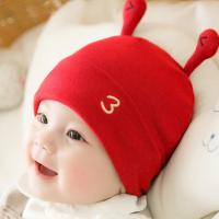 婴儿帽子男宝宝帽子新生儿帽子春秋季时尚护头女童可爱婴幼儿胎帽 [蜗牛-红色单帽] 均码:建议1-12个月/适合头围(38