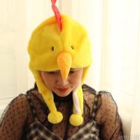 小鸡大公鸡小鸟黄鸭子企鹅熊猫狼动物帽子毛绒亲子表演出道具头套 黄公鸡