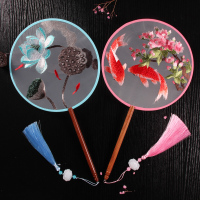 双面刺绣古风团扇中国风宫廷汉服女式宫扇古典透明圆形扇子舞蹈扇 TSX-325