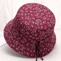 中老年人帽子渔夫帽女士春夏季亚麻礼帽时尚女帽盆帽婆婆妈妈帽子 春夏薄布花帽1号色 可调节