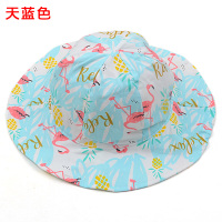 婴儿帽子薄款春秋宝宝遮阳帽男女童防晒儿童太阳帽大帽檐渔夫帽春 天蓝色 约6-12个月(48码-建议头围44-46CM)