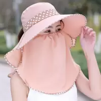 干农活遮阳帽女防晒春秋款夏全遮脸面纱骑车大沿太阳帽大帽檐帽子 卡其(点点) (送防晒袖套)(礼品有限)
