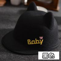 儿童帽子春秋季2-4-8岁女宝宝马术帽女孩毛呢礼帽冬天男童鸭舌帽6 黑色 2-4岁 均码