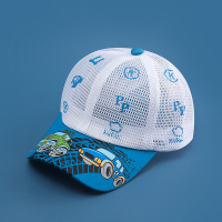 宝宝鸭舌帽夏季男童遮阳防晒小女孩网眼透气儿童棒球帽太阳帽子 天蓝色汽车 帽围50厘米(建议头围48-52厘米1-3岁)