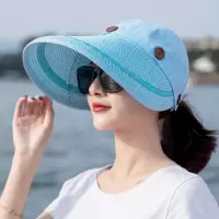 户外防晒面罩女护脸罩遮阳帽夏季防风电动车遮脸帽子骑行防晒装备 湖蓝色