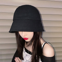 黑色水桶渔夫帽女早春秋夏季薄款透气ins潮显脸小遮阳防晒盆帽子 黑色 可调节