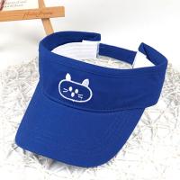 夏季儿童防晒空顶帽子韩版男宝宝遮阳太阳帽女孩韩版可爱鸭舌凉帽 蓝色 可调节（2-8岁左右） 按头围选择（48-54cm）